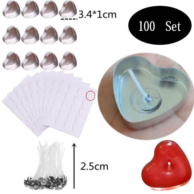 Candle Making Workshop - 100 Sets Heart shaped Empty Aluminum