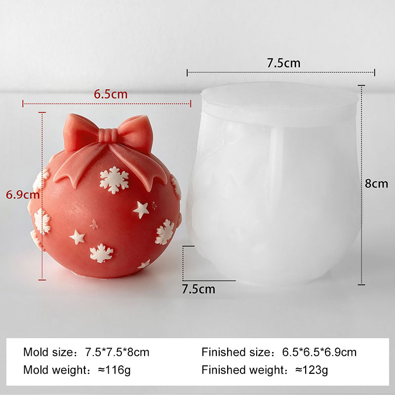 Xmas Candle Making - Christmas Ball Bow Tie Silicone Mold