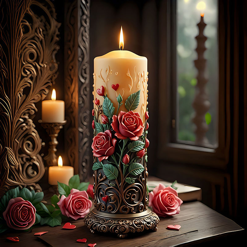Candle Making Vinings - European-Style Red Rose Heart-Shaped Vine Entwined
