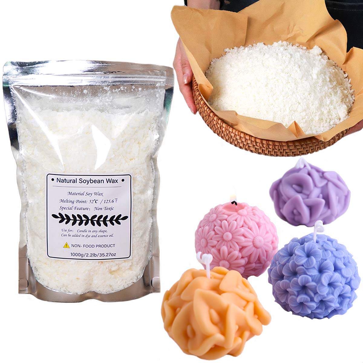 Candle Making Wax - 100/250/500/1000g Natural Soy Wax Flake DIY