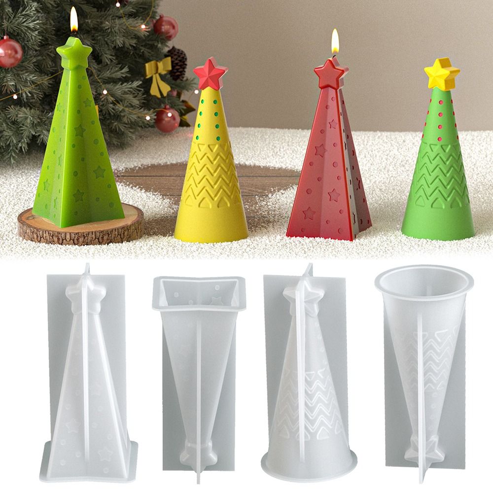 Xmas Candle Making - Silicone Christmas Cone Candle Mold Epoxy