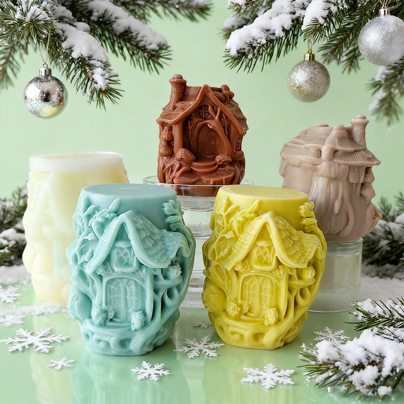 Candle Making Vinings - Relief Pillar House Form Silicone Candle