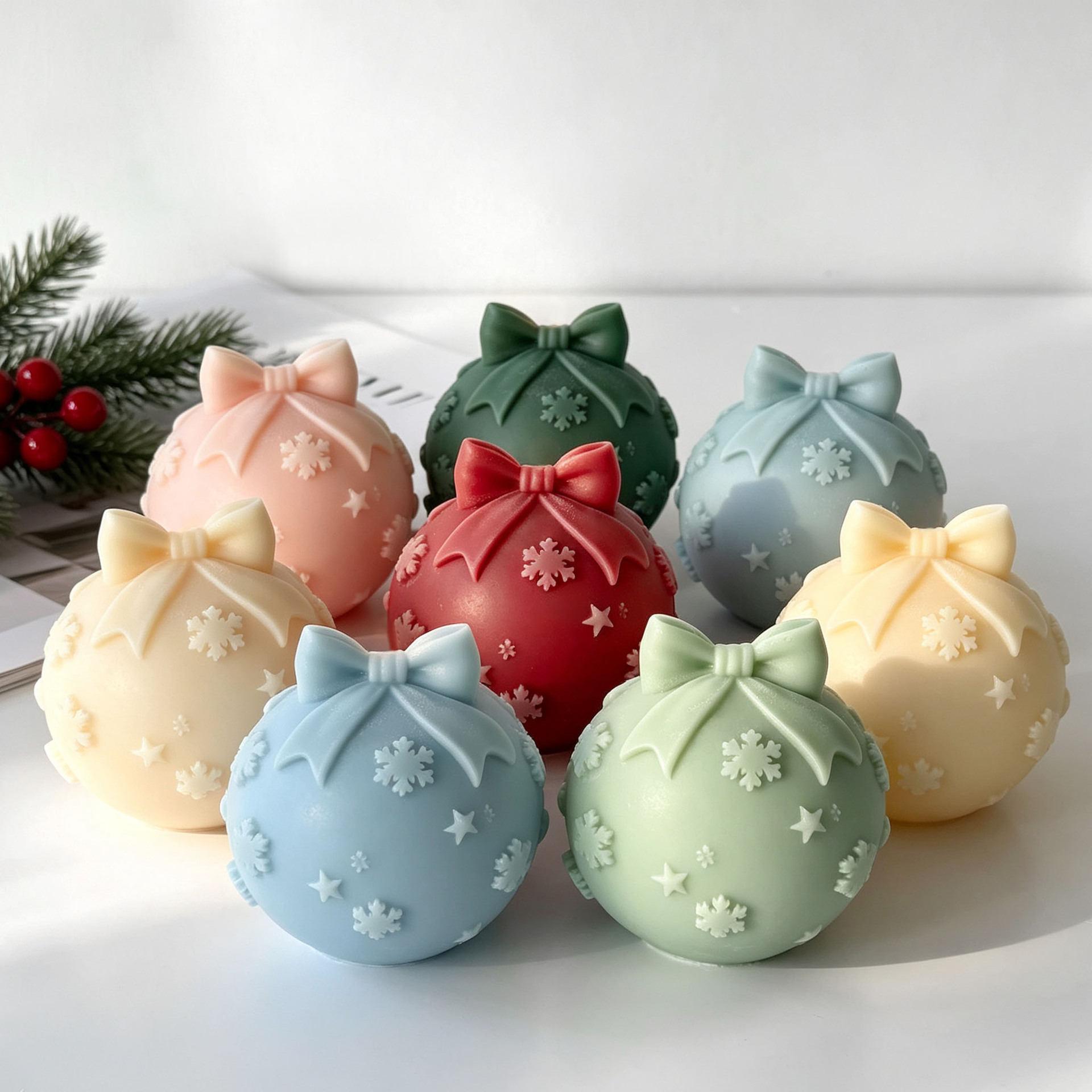 DIY Bow Tie Christmas Ball Sil - Xmas Candle Making ulasan dan harga