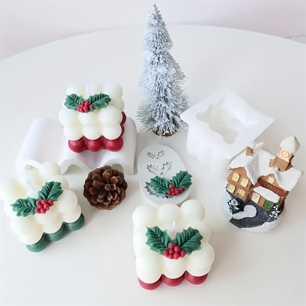 Christmas Holly Leaf Bubble Ca - Xmas Candle Making ulasan dan harga
