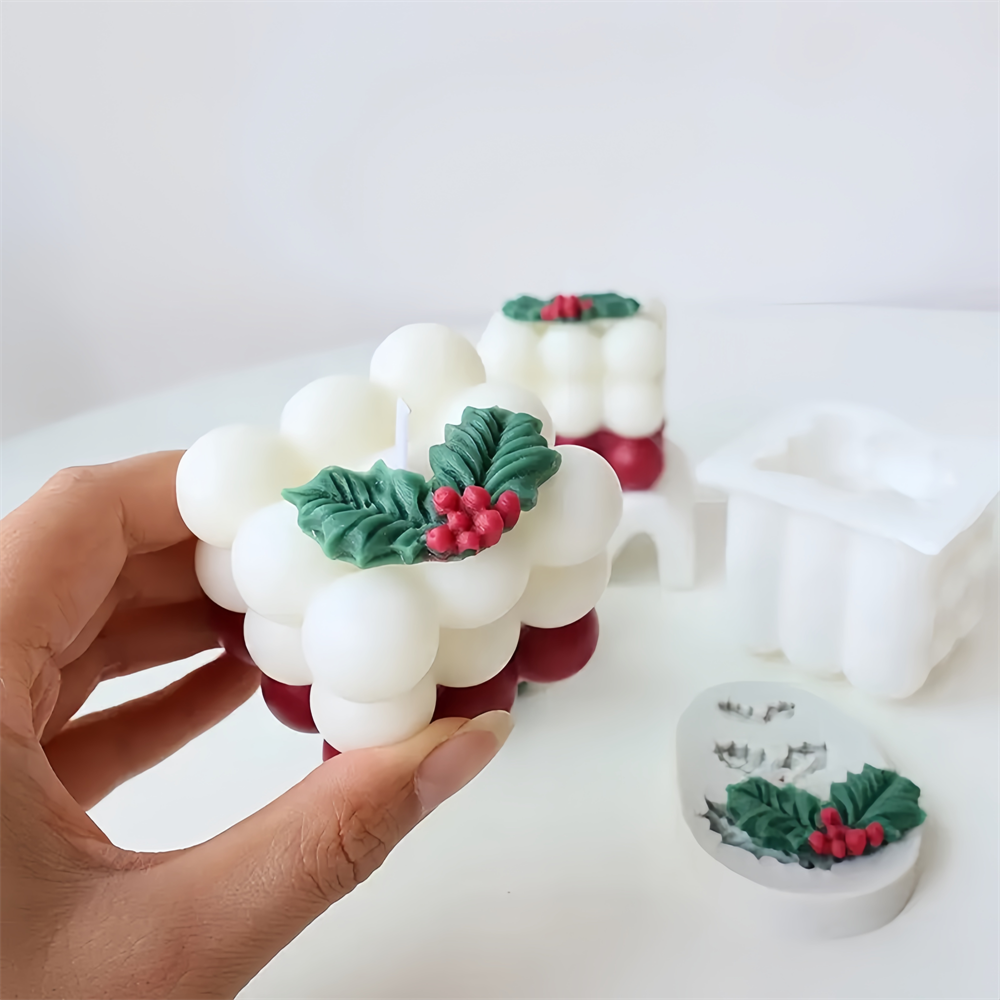 Christmas Holly Leaf Bubble Ca - Xmas Candle Making ulasan dan harga
