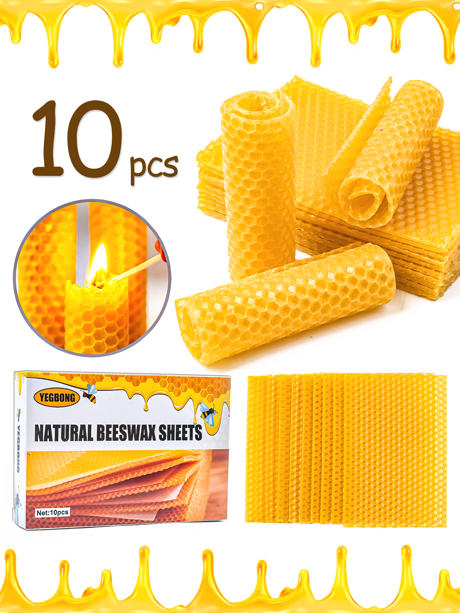 10Pcs Natural Honeycomb Bee Wa - Candle Making Material ulasan dan harga