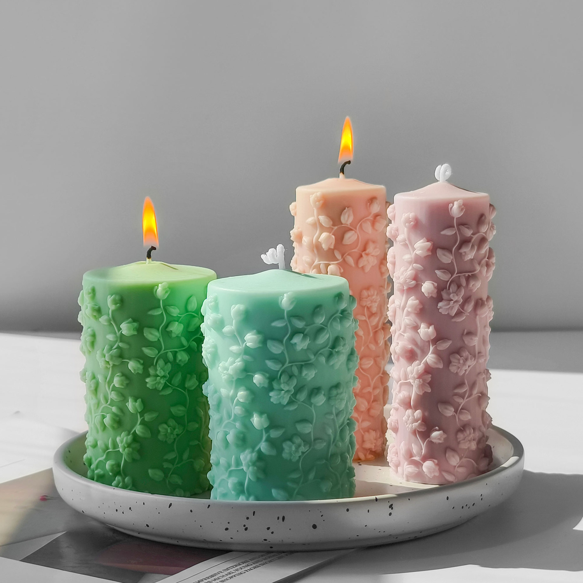 3D Cylinder Embossed Vines Mol - Candle Making Vinings ulasan dan harga