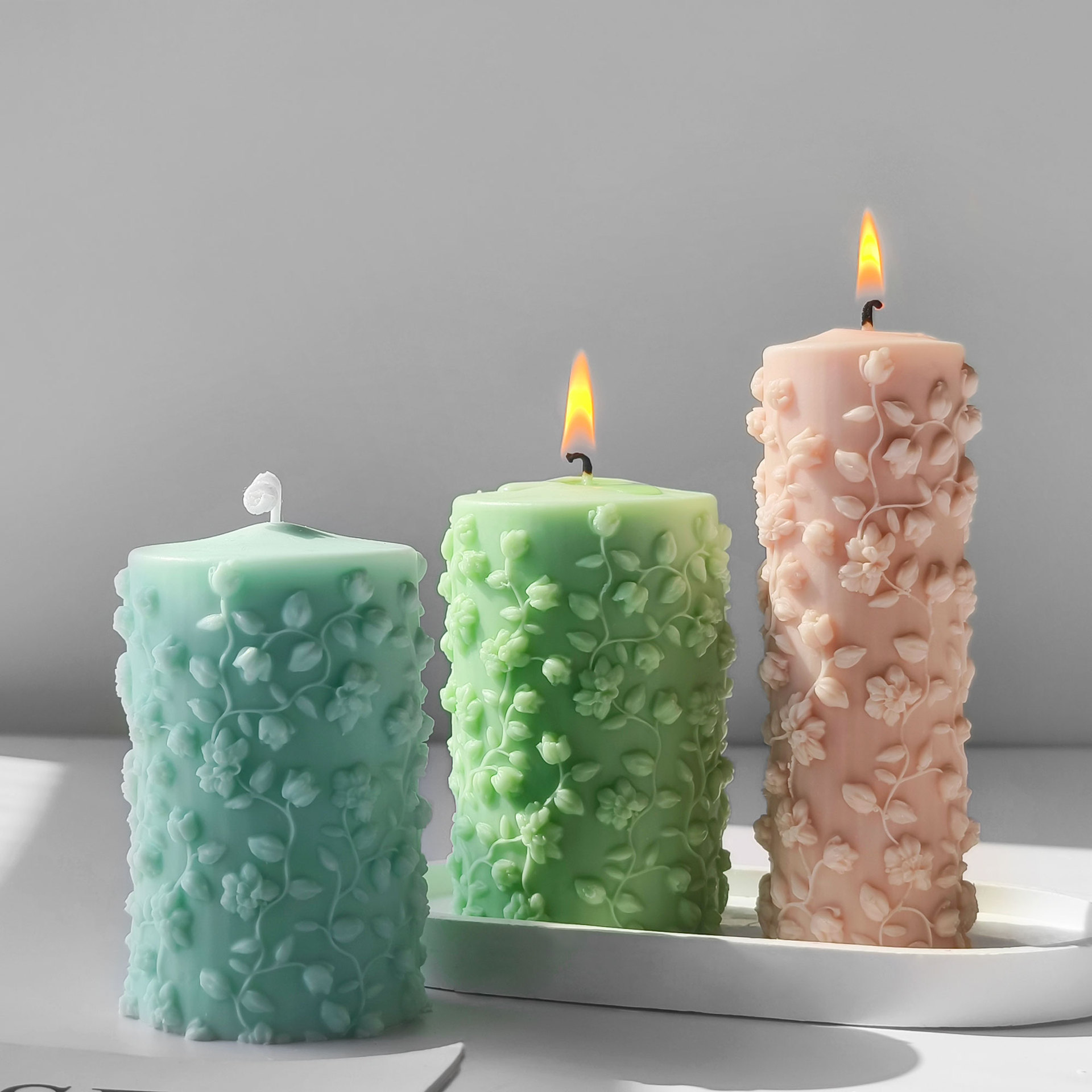 3D Cylinder Embossed Vines Mol - Candle Making Vinings ulasan dan harga