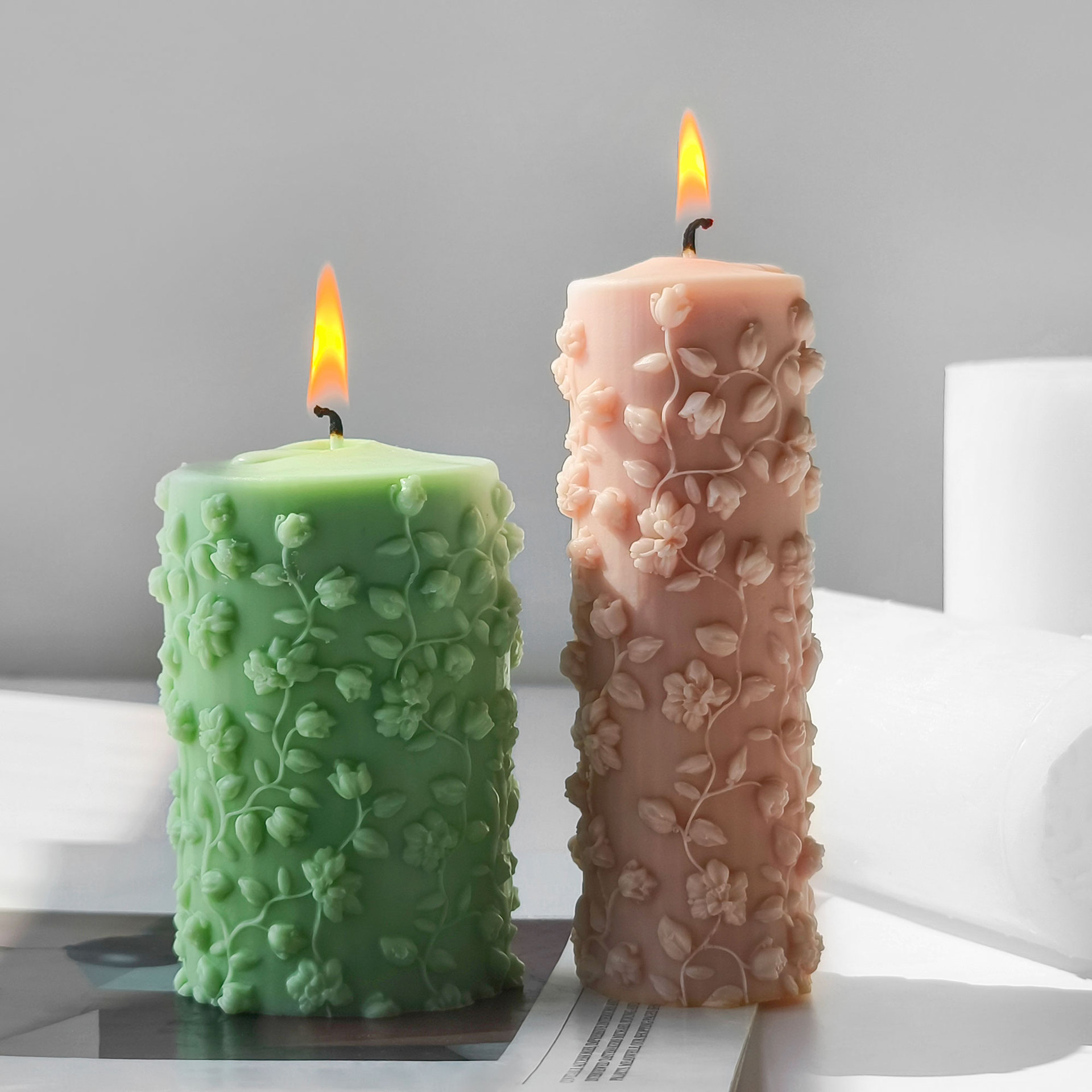 3D Cylinder Embossed Vines Mol - Candle Making Vinings ulasan dan harga