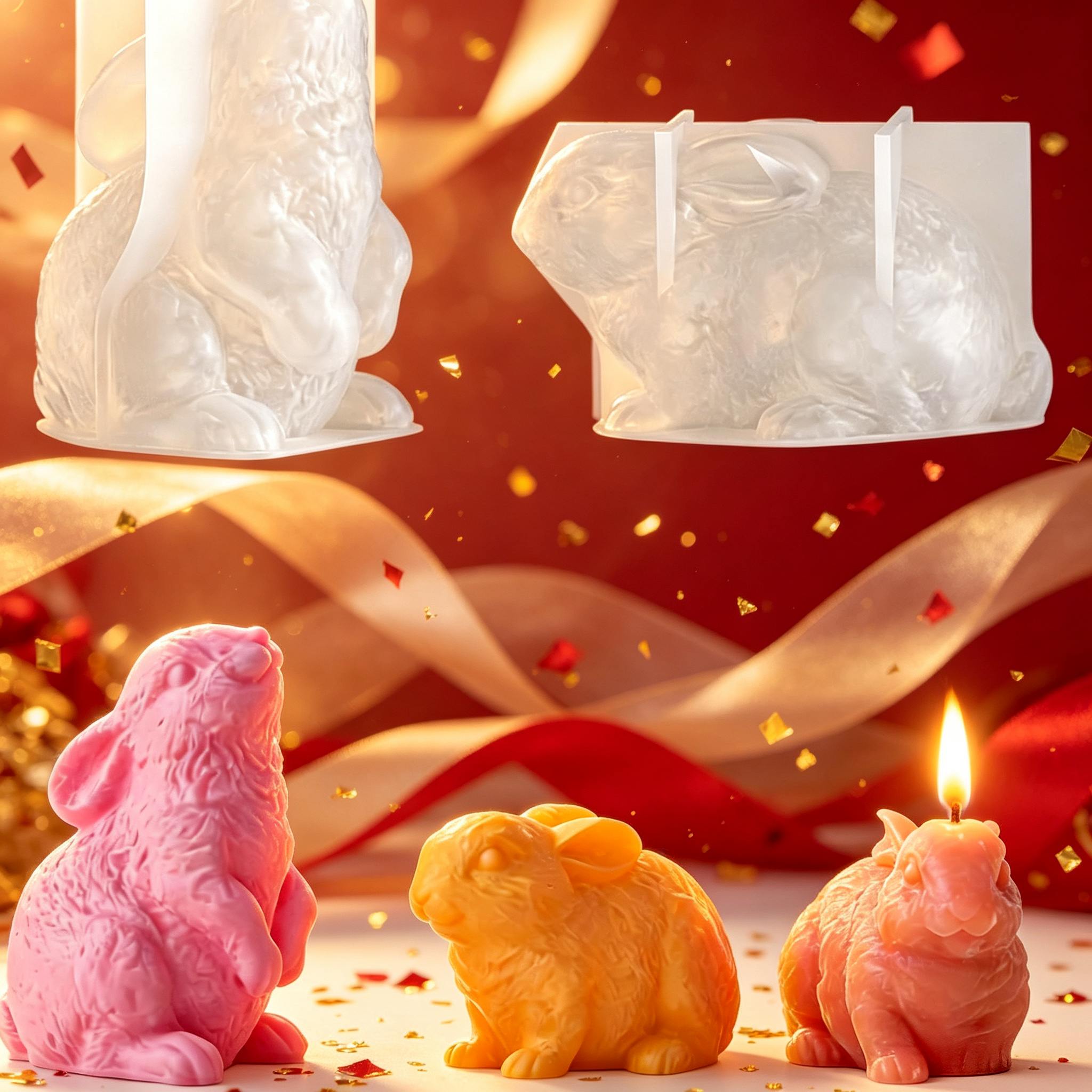 3D Rabbit Silicone Candle Mold - Candle Making Wax ulasan dan harga